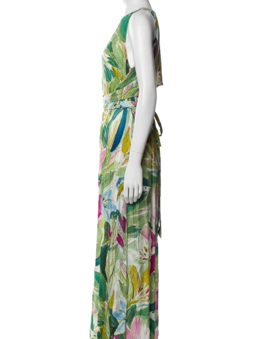 Gorgeous Ted Baker Green & Pink Floral Keyhole Jumpsuit - Picture 6 of 7